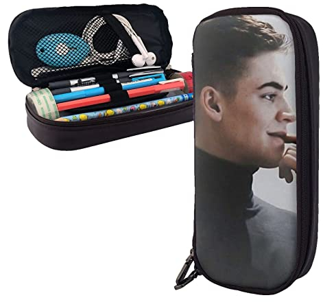 Hero Fiennes-Tiffin Trousse à crayons en cuir avec compartiments Grande pochette de rangement pour bureau collège, couleur, 5.0cm*10.5cm*20.5cm, trousse à crayons