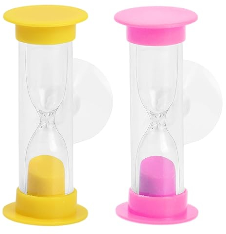 Vesaneae 2 Stück Sanduhren mit Saugnapf,3 Minuten Sanduhr fürs Zähne Putzen,Sanduhr Timer,Sanduhr für Kinder,Anti Fall Buntes Sanduhren Set,für Kinder Schule,Spiel Requisiten