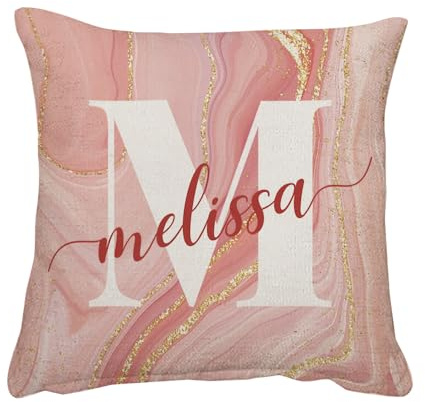Getagift Personalised Alphabet Letter Cushion With Initial and Name - Linen Throw Pillow for Home Décor (Cover With Insert)