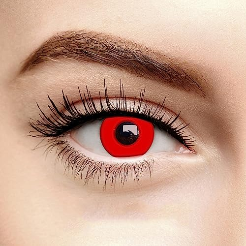 Rote Monatslinsen Halloween Kostüm Kontaktlinsen, 1 Paar (2 Stück),weiche Schwarzlicht Farblinsen ohne Stärke (Red)