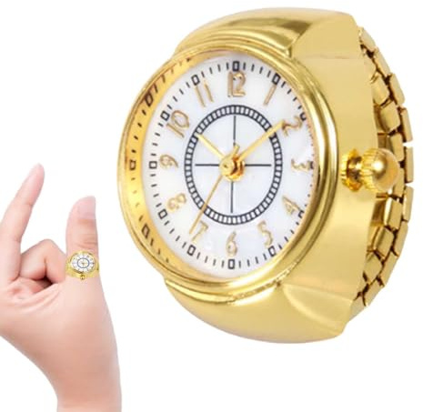 ZORQ Orologio ad anello | Orologio vintage ad anello | Orologio rotondo creativo da donna da uomo per laurea, Numero d'oro 2, 1