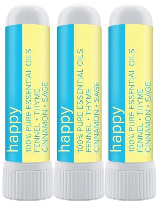 MOXE Happy Nasal Stick | Stress-Free + Calming Relief | Uplift Aromatherapy Essential Oil Blend 100% Pure & Undiluted | for Feelings of Positivity and Gratitude | Nasal Inhaler Made in USA (3 Pack)