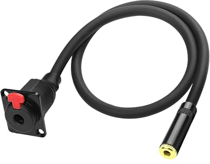 XMSJSIY D-Type 6.35mm 1/4 Buchse Panel Mount auf 3.5mm 1/8 Buchse Stereo Adoio Adapter Verbinder Kabel für Kopfhörer Gitarre Amp Keyboard Piano Lautsprecher - 0,5M/1,6FT