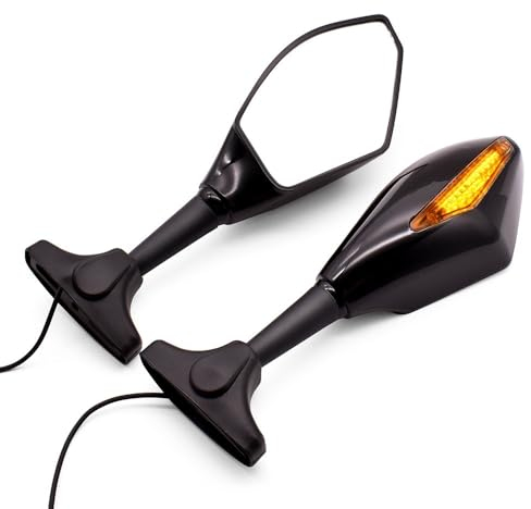 KSHSAA Für Yama&ha XSR 700 900 TDM 900 MT 01 03 25 YBR 125 YZF R15 Universal Motorrad Seitenspiegel Mit Blinker Integrierte Spiegel Spiegel (Farbe : Schwarz)