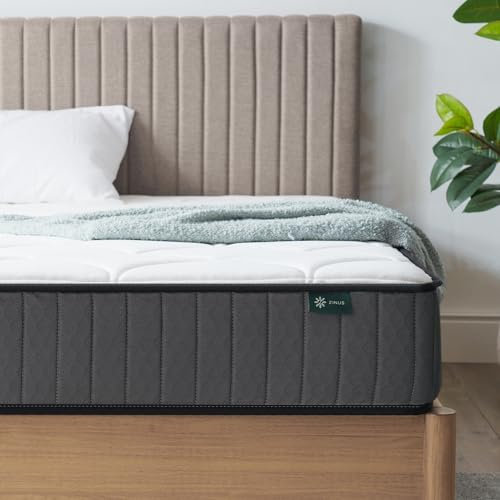 Zinus Matelas 140x190 Memoire de Forme - Épaisseur 20 cm - Matelas 2 Places - Hybride Mousse & Ressorts Ensachés - Durable & Respirant - Certifié Oeko-TEX - Conçu en France