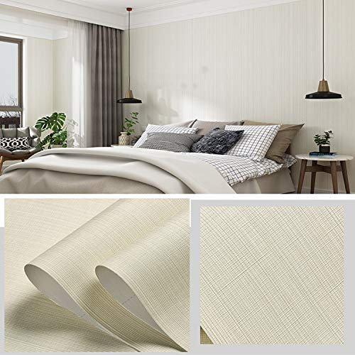 Generic Wallpaper,Self-Adhesive Thicken Durable Striped Pattern Peel and Stick Wallpaper for Bedroom Living Room (20.9X394 Inch)/Plain White/0.53 * 10M