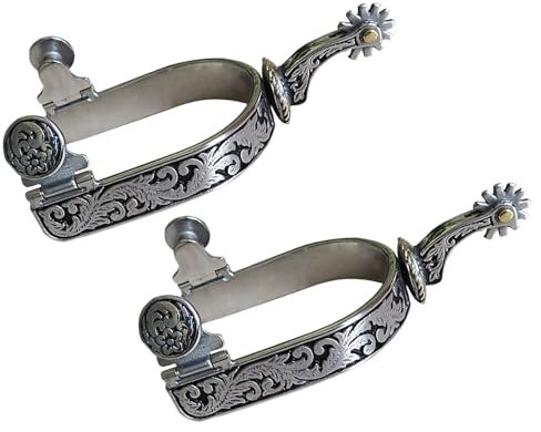 Fenteer 2X Pferdesporen Western Cowboy Sporen Reitsport Accessoire Antiker Stil mit Zahnrad Pferdestiefelsporen für Training Wettkampf