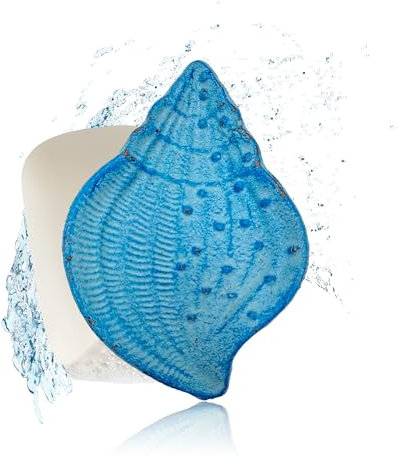 Porte-savon en métal en forme de coquillage turquoise, porte-savon pour savon en morceaux nostalgique, environ x x cm