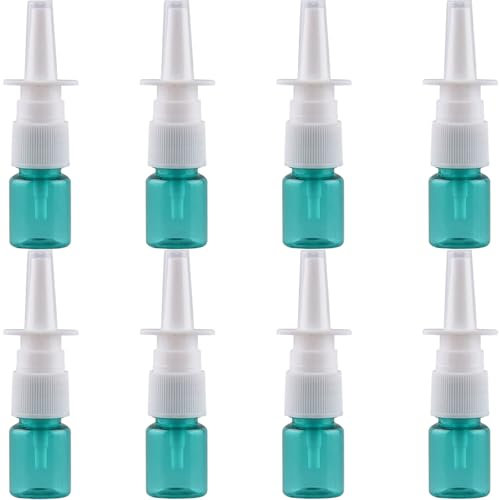 LJJCSFF 8 mini botellas de plástico de 5 ml, botellas de spray nasales vacías, botellas de pulverización nasal, botellas de bomba de pulverización nasal, atomizadores de niebla fina, atomizadores,