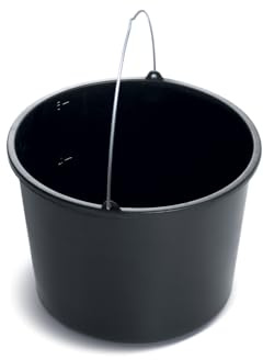Black Plastic Bucket by Stolmet, Four Sizes (5L, 12L, 16L, 20L), Durable and Versatile solution for use at home, garden, construction sites, or workshops, Set of 1, 3, 5 or 10 (1, 5 Litres)