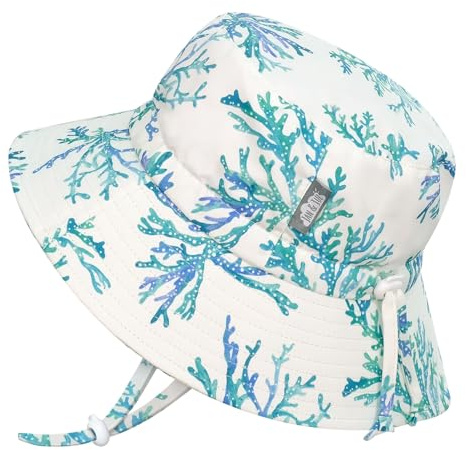 JAN & JUL Quick Dry Bucket Hat for Swimming, Water Resistant Beach Hat for Boys and Girls (XL: 5-12 Years, Blue Coral)