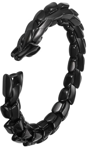 Aroncent herrarmband för kvinnor drake: svart handgjord högglans rostfritt stål armband individuell kreativ drakdesign viking armband smycken, Eine Grösse, Rostfritt stål, Ingen ädelsten