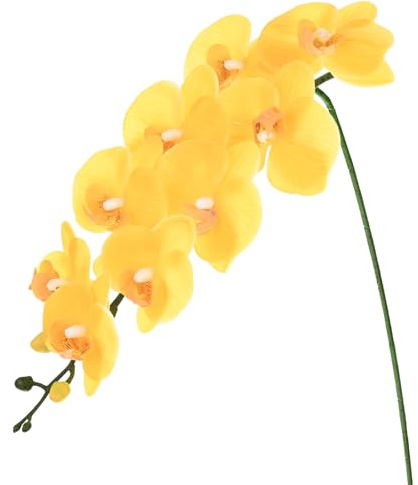 M METERXITY 1-Pack Artificial Orchid Flowers, 37 Faux Phalaenopsis, Yellow | Real Touch Yellow Fake Orchids, 9 Large Petals, Silk Bouquets, For Home, Wedding, Christmas, Party, Garden, Office