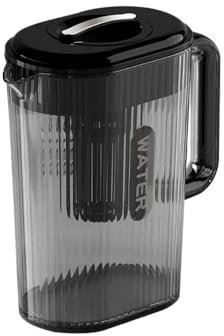 Jarra de cristal para té Jarra de agua grande con tapa y pico Botella de bebida Recipientes de plástico for té frío Jarra Nevera Hervidor de agua for bebidas heladas Jarra de cristal con tapa(Negro)