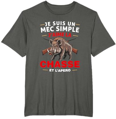J'aime La Chasse et l'apero Passion de la Chasse de Sanglier T-Shirt