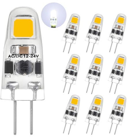 I-SHUNFA Ampoules LED G4 à Intensité Variable Blanc Froid 6000K, AC/DC 12-24V, 1.2w Remplace Les Ampoules Halogènes 12W-15W, 125LM Economie D'énergie Mini Ampoules LED, Pas de Scintillement, Lot de 10