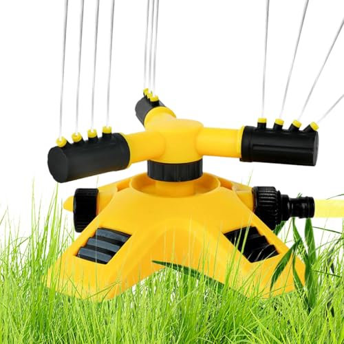Garden Sprinklers For Lawns, Automatic Lawn Sprinkler With 3 Adjustable Arms, 360 Degree Rotating Irrigation System Watering Tool, For Large Area Coverage Watering Your Plants Flowers Veggies