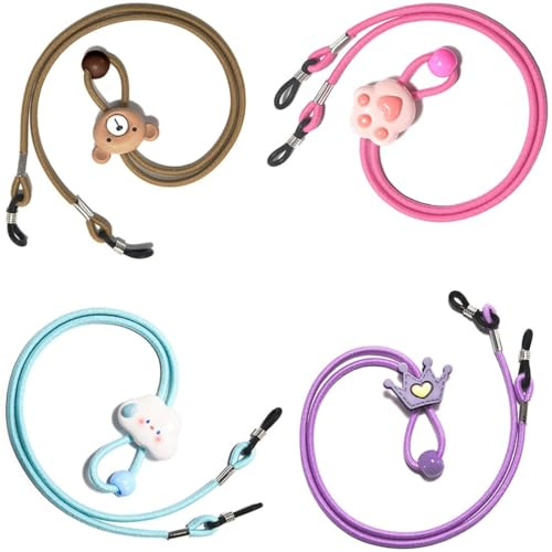 COYUN 4er Pack Brillenbänder für Kinder, Brillenband Kinder, Brillenband Sport Kinders Silikon Brillenbänder, Einstellbar Rutschfester Silikon Sonnenbrillen Band Brillen Kordel Halter(4 Farben)