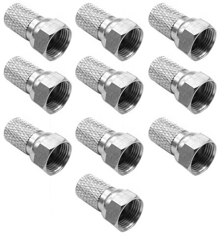 GVSS Lot de 10 Fiche F Antenne TV 7mm pour Câble Satellite | Connecteur antenne TV,Transmission stable 135dB 4K/UHD,Résiste aux intempéries,Adapté installation intérieure et extérieure