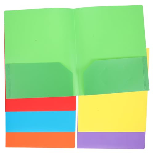 COMPUKAS Lot De 6 Chemises Plastiques a4 Avec Double Poche Dossiers À Pochettes Pour Bureau Et Organisation De Documents RéSistants À L'Eau Et Faciles À