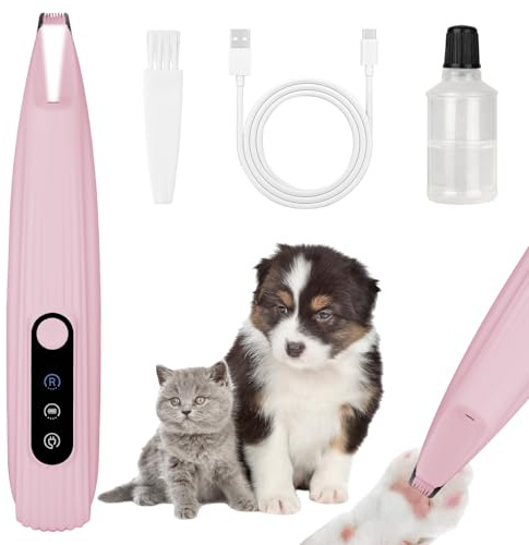 OFFCUP Pfotentrimmer für Hundem, Leise Hundeschermaschine mit LED-Licht, Schermaschine Hund Katze, Hundetrimmer Wiederaufladbar Hundepfoten Trimmer Haustier Rasierer für Pfoten, Augen, Ohren, Gesicht