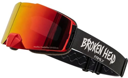 Broken Head MX-Brille Motocross & Supermoto Goggle MadRex | Magnetisches Antibeschlag-Doppelglas, Verspiegelter UV-400 Schutz, OTG Brillenträger geeignet