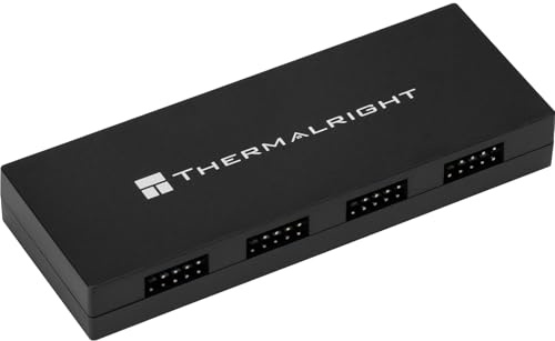 Thermalright Interal USB 2.0 Hub X5, alimentación SATA, montaje magnético, expansión USB de 9 pines para placa base de PC (negro)