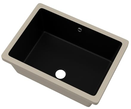 Sarlai Unterbau-Waschbecken – 50,8 x 35,6 cm, schwarzes Gefäß-Waschbecken, Unterbauspüle, rechteckig, modern, Keramik, rechteckig, mit Überlauf, Innenmaße 44,5 x 29,5 x 11,4 cm
