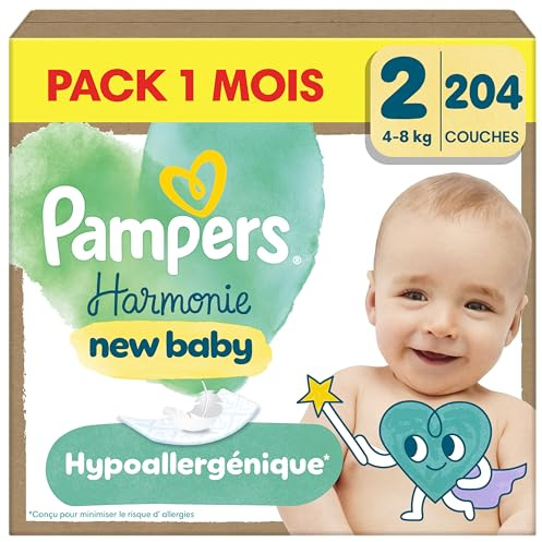 Pampers Armonia Strati Edizione Limitata, Taglia 2, 204 Strati, 4kg-8kg, Progettati Per La Pelle Più Sensibile, Confezione 1 Mese
