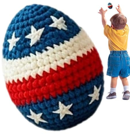 Crochet Hacky Ball patriótico portátil colorido 4 de julio