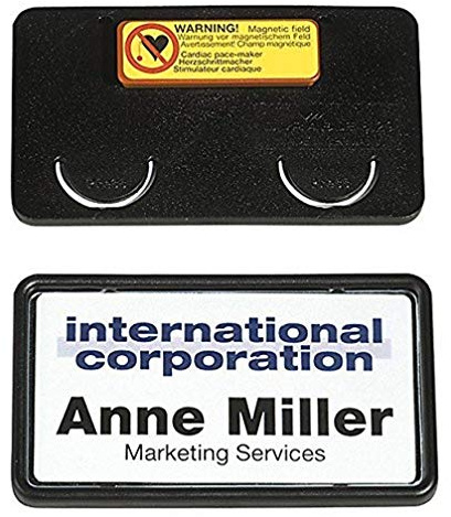 Durable Namensschild Clip-Card (mit Magnet, 40 x 75 mm) Packung à 25 Stück, schwarz, 812901
