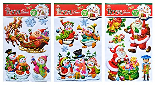 * 15 weihnachtliche Relief Dekosticker Kindersticker Pop-up-Sticker Weihnachtsdeko Wanddeko Fensterbilder Weihnachtssticker