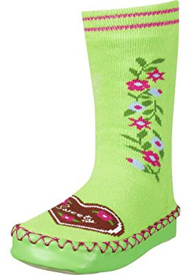 Playshoes Kinder-Hüttenschuhe aus Baumwolle, Hausschuhe für Mädchen und Jungen mit rutschhemmender Sohle, mit Landhaus-Motiv
