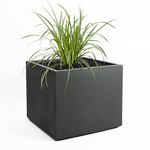 Pflanzwerk® Pflanzkübel Fiberglas Cube Anthrazit 53x65x65cm XXL *Frostbeständig* *UV-Schutz* *Qualitätsware*