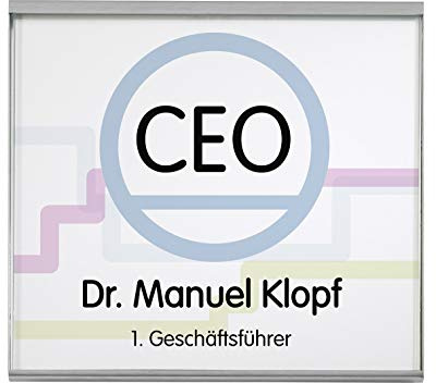 GLASGOW Türschild 150 | Edelstahl und Echtglas | 155x152 mm | Türschild Büro | Büroschild