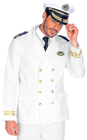 W WIDMANN MILANO Party Fashion - Kapitänsjacke Herren Weiß | Jackett im Captain-Stil, Uniformjacke für Kapitäns-, Marine- und Matrosenkostüme, Karneval, Mottopartys