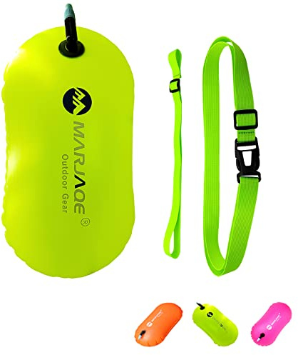 MARJAQE Swim Belts for Open Water,Swim Buoy for Open Water Swim Float for Safer Swim Training (Green)