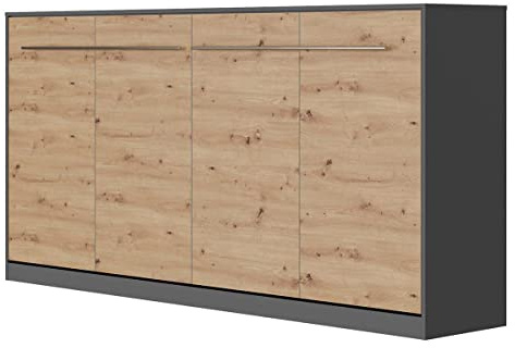 SMARTBett Standard 90x200cm Orizzontale Antracite/Quercia Selvatica | Letto A Scomparsa, Letto A Muro, Letto A Parete, Letto Ribaltabile, Latto Armadio