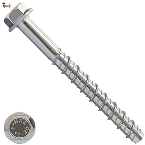 BricoLoco Vite di ancoraggio per fissaggio diretto su calcestruzzo. Non richiede tassello. Autofilettante. Testa esagonale. Acciaio inossidabile 316. (10, 10 x 100)