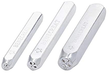 BENECREAT 3PCS Star Design Metallstempelset, 2/4/6mm Metallstempel für Heimwerkerschmuck, Leder, Holzstempel