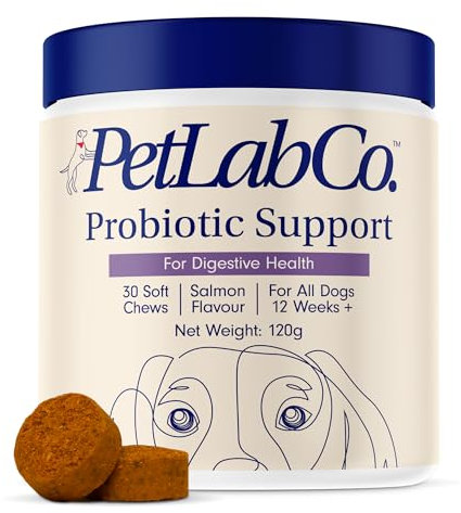PetLab Co. Probiotics for Dogs, Support Gut Health, Occasional Diarrhea, Digestive Health & Seasonal Allergies - Salmon Flavor - 30 Soft Chews