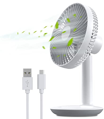 Mini USB Ventilatore da Tavolo con 4 Livelli di Velocità, Ventilatore Portatile Ricaricabile a Batteria 4000mah, 16cm Ventilatore da Scrivania, Silenziosa Ventilatori per Ufficio Casa Esterno Viaggio