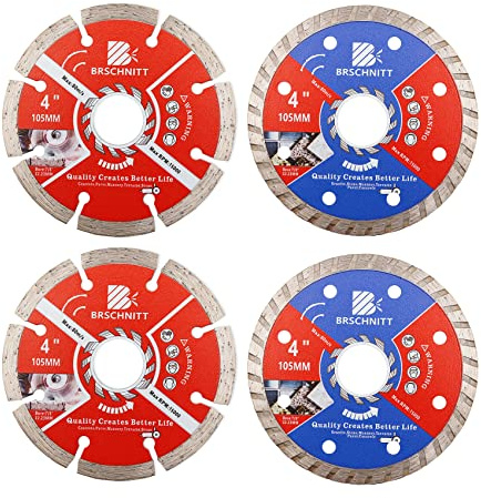 Diamant Trennscheibe，BRSCHNITT 1 Packung / 4 Stücke 105mm für Keramikfliesen Granit Marmor Stein Mauerwerk Terrazzo Pflastersteine Beton.