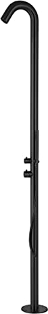 SINED AISI 316L Satin Black AISI 316L Edelstahldusche für den Außenbereich mit Mischbatterie und Handbrause Warm und Kaltwasserzulauf von unten Schwarz Alghero Modell