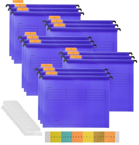 Hiziwimi 15 Stück PP Violett Aktenschrank A4 Hängemappen mit Registerkarten und Einsätzen, Aktenschrank Hängemappen für Büro Schule Desktop Dateiaufbewahrung, Aktenklassifizierung Aktenordner (Violett