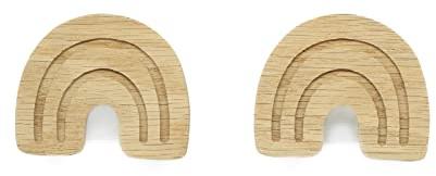 Tiradores de muebles con diseño de cuento de hadas, para muebles infantiles, de madera de roble sin tratar, pomo botón espacio cómoda armario cajón puerta habitación de los niños regalo (2 arco iris)