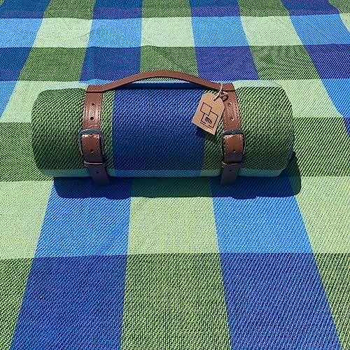 Mh Mediterraneanhabitat Wasserdichte Picknickdecke 200 x 200 cm, Picknickdecke - wasserdichte Picknickdecke (Blau und Grün)