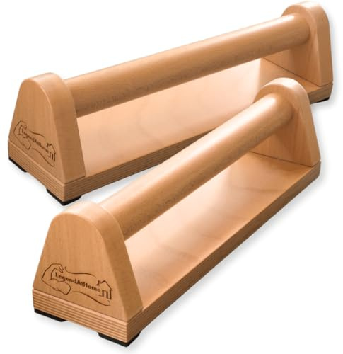 LegendAtHome Liegestützgriffe [2er-Set] aus Buchenholz – stabile & gelenkschonende Parallettes für Push Ups, Calisthenics, Dips & Fitness Training – rutschfest & tragbar