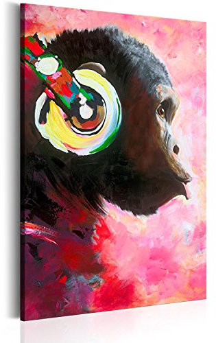 B&D XXL - Akustikbild DJ Affe Bilder Akustikschaum Hochleistungsschallabsorber Schallschutz Leinwand 1 tlg Wandbild Raumakustik Schalldämmung Tier Musik Music wie gemalt g-A-0103-b-a