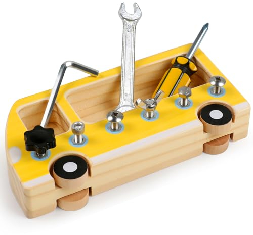 YIQOGAME Spielzeug Ab 3 Jahre,Montessori Schraubbrett,Holz Lernspielzeug Montessori Spielzeug Ab 3 Jahre Holzauto Spielzeug Motorikspielzeug Für Kinder Kindergarten Spielzeug